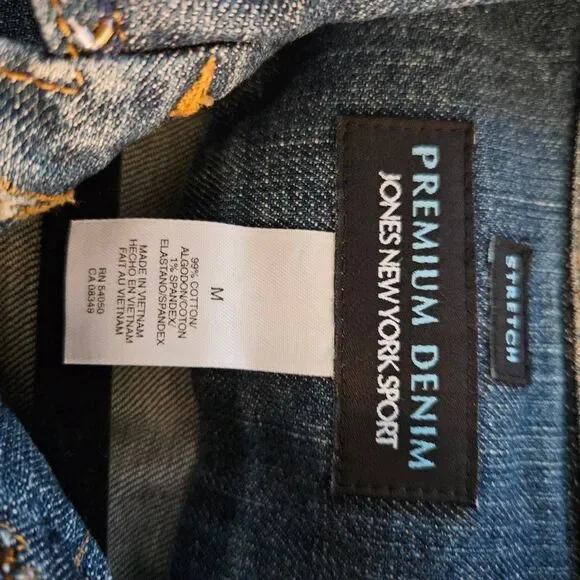 Jones New York Sport stretch denim jacket with beaded accent. M. - Picture 4 of 5